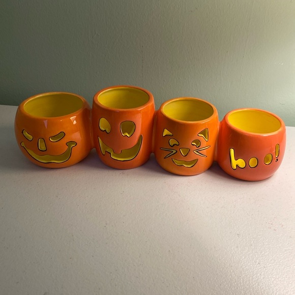 The White Barn Candle Co Pumpkin Jack O Lanterns Boo Votive Candle Holder - Picture 1 of 11